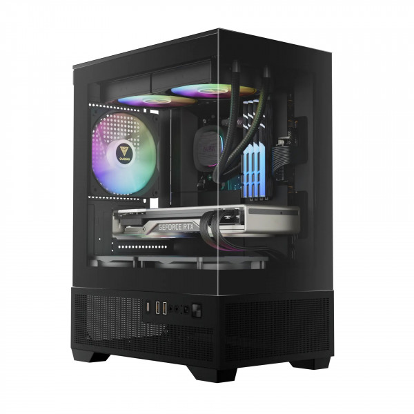 Vỏ case Gamdias Aura GC9M Elite ARGB (M-ATX, 3 Fan ARGB, Màu đen)