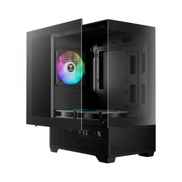 Vỏ case Gamdias Aura GC9M Elite ARGB (M-ATX, 3 Fan ARGB, Màu đen)