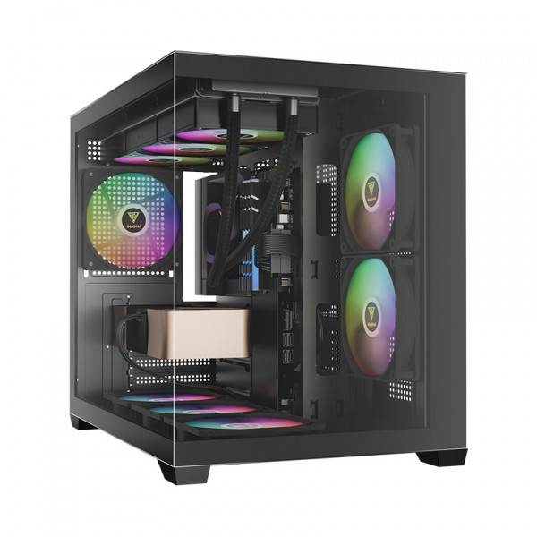 Vỏ case Gamdias GC10M V2 ARGB (M-ATX, 3 Fan ARGB, Màu đen)