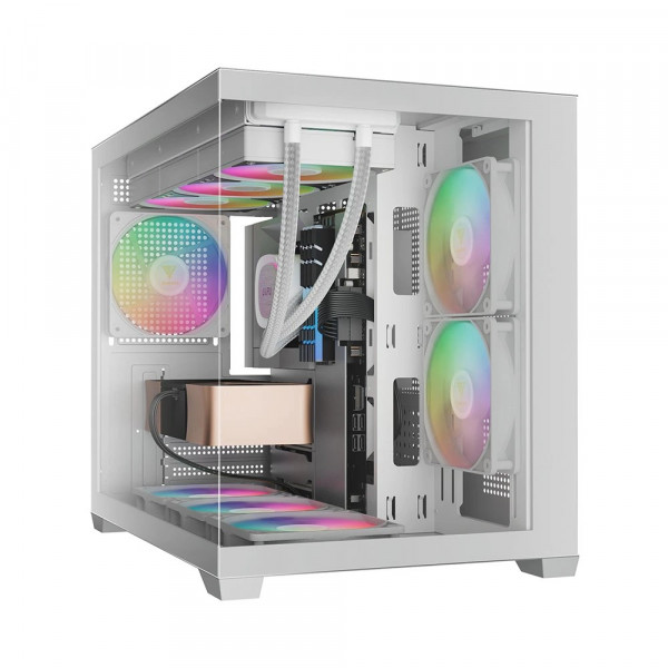 Vỏ case Gamdias GC10M V2 ARGB (M-ATX, 3 Fan ARGB, Màu trắng)