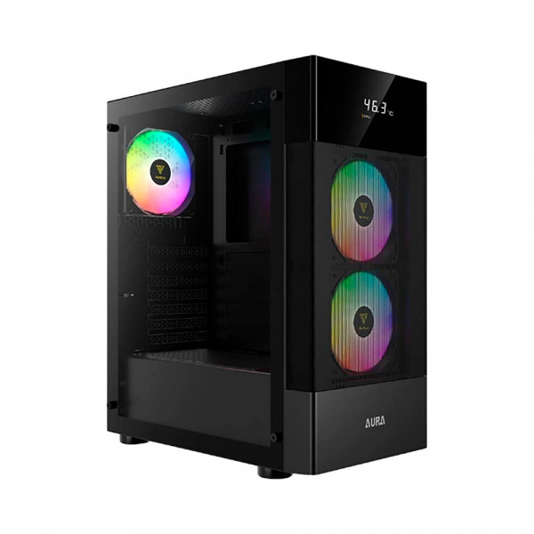 Vỏ case Gamdias AURA GC5 (3 Fan ARGB, Màn LED, Black)