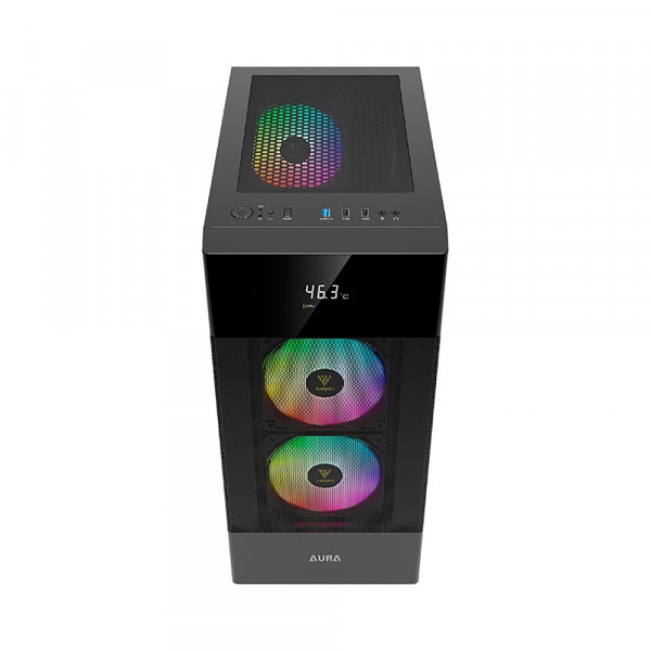 Vỏ case Gamdias AURA GC5 (3 Fan ARGB, Màn LED, Black)