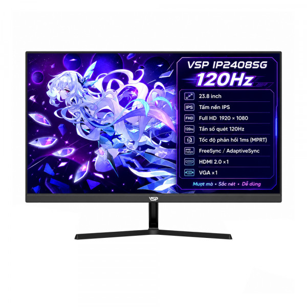 Màn hình VSP IP2408SG (23.8 inch, IPS, FHD, 120Hz, 1ms, FreeSync, AdaptiveSync)