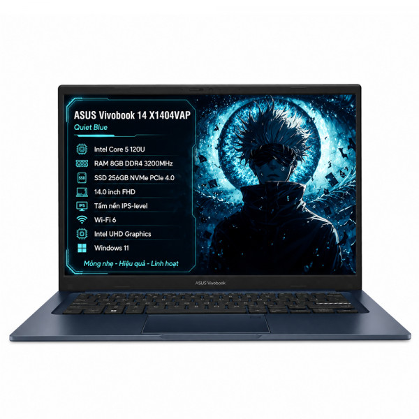 Laptop ASUS Vivobook X1404VAP-V14.C58256 (Intel Core 5 120U, 8GB RAM, 256GB SSD, 14.0 inch FHD, Quiet Blue, WIN 11)
