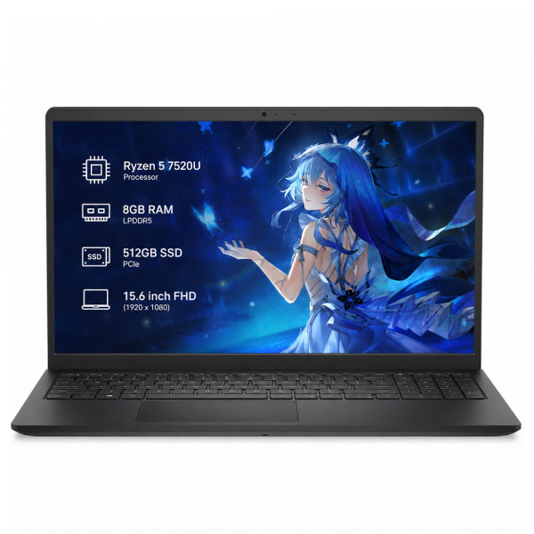 Laptop Dell Vostro 15 (Ryzen 5 7520U, 8GB RAM, 512GB SSD, 15.6 inch FHD, Ubuntu, Black)