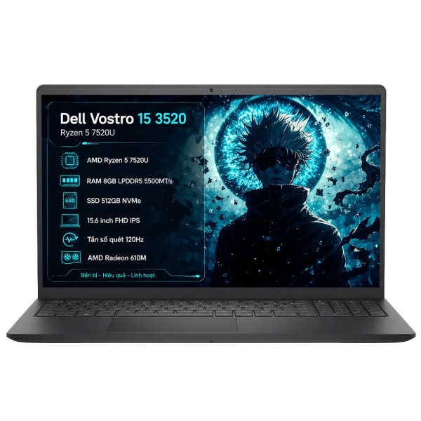 Laptop Dell Vostro 15 (Ryzen 5 7520U, 8GB RAM, 512GB SSD, 15.6 inch FHD, Ubuntu, Black)