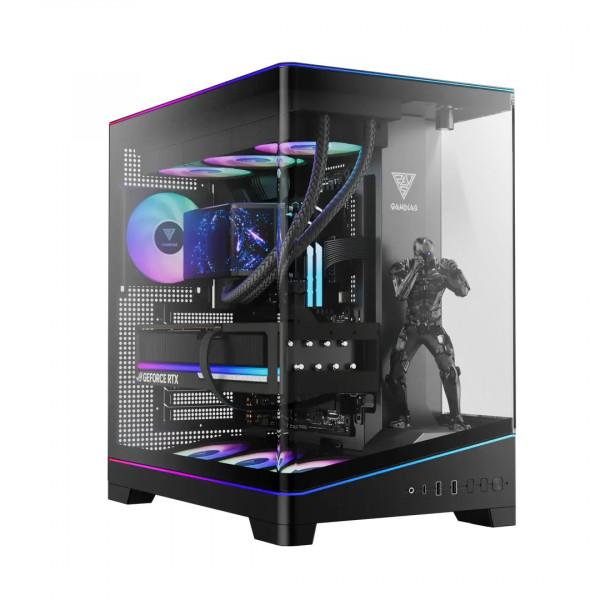 Vỏ case Gamdias ATLAS P6 CG (ATX, Black, 4 Fan ARGB)