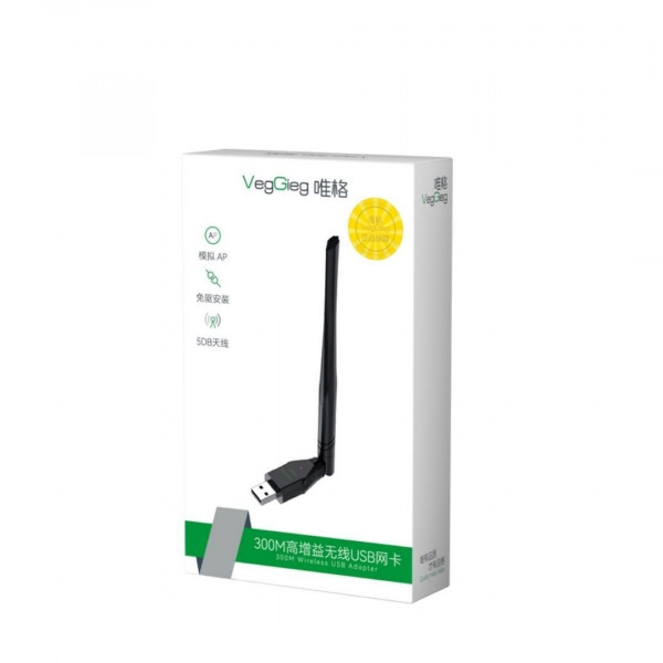 USB thu wifi Veggieg VK300 300Mbps (1 Ăng-ten)