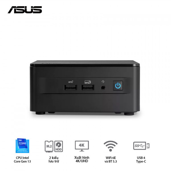 Bộ PC Mini Intel Asus NUC13 PRO Tall ( i3-1315U/ 2xDDR4-3200 / 3xNVMe, SATA/ 2x HDMI 2.1/2x Thunderbolt/ VESA MOUNT)