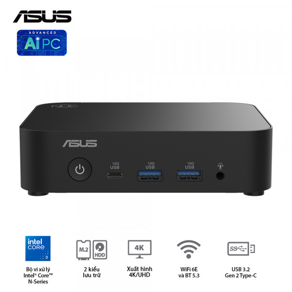 Bộ PC Mini Intel Asus NUC14MNK (N355)(1xDDR5-4800/1x M.2 22x80/2242 PCIe Gen3x4 /1x LAN/No-OS)