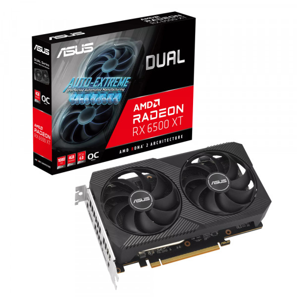 Card màn hình ASUS Dual Radeon RX 6500 XT OC 4GB (GDDR6, 64-bit, DUAL-RX6500XT-O4G-V2)