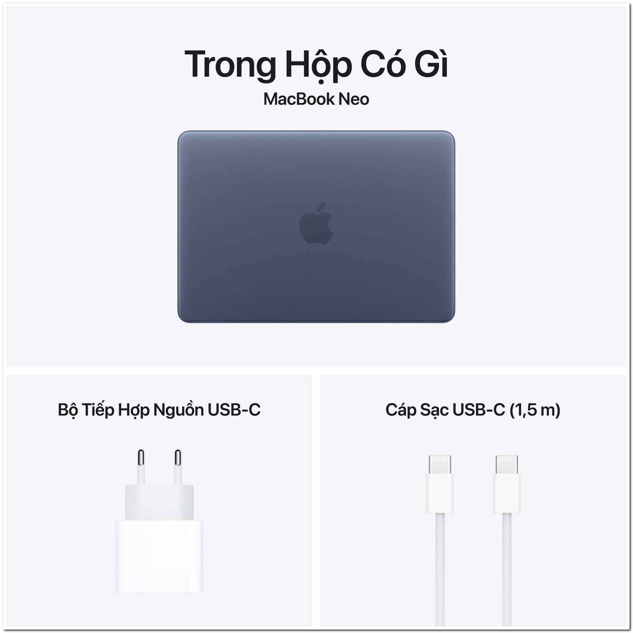Laptop Apple MacBook Neo 13 inch (Màu Xanh Indigo, 6-Core CPU, 5-Core GPU, 8GB RAM, 256GB SSD, MHFF4SA/A)