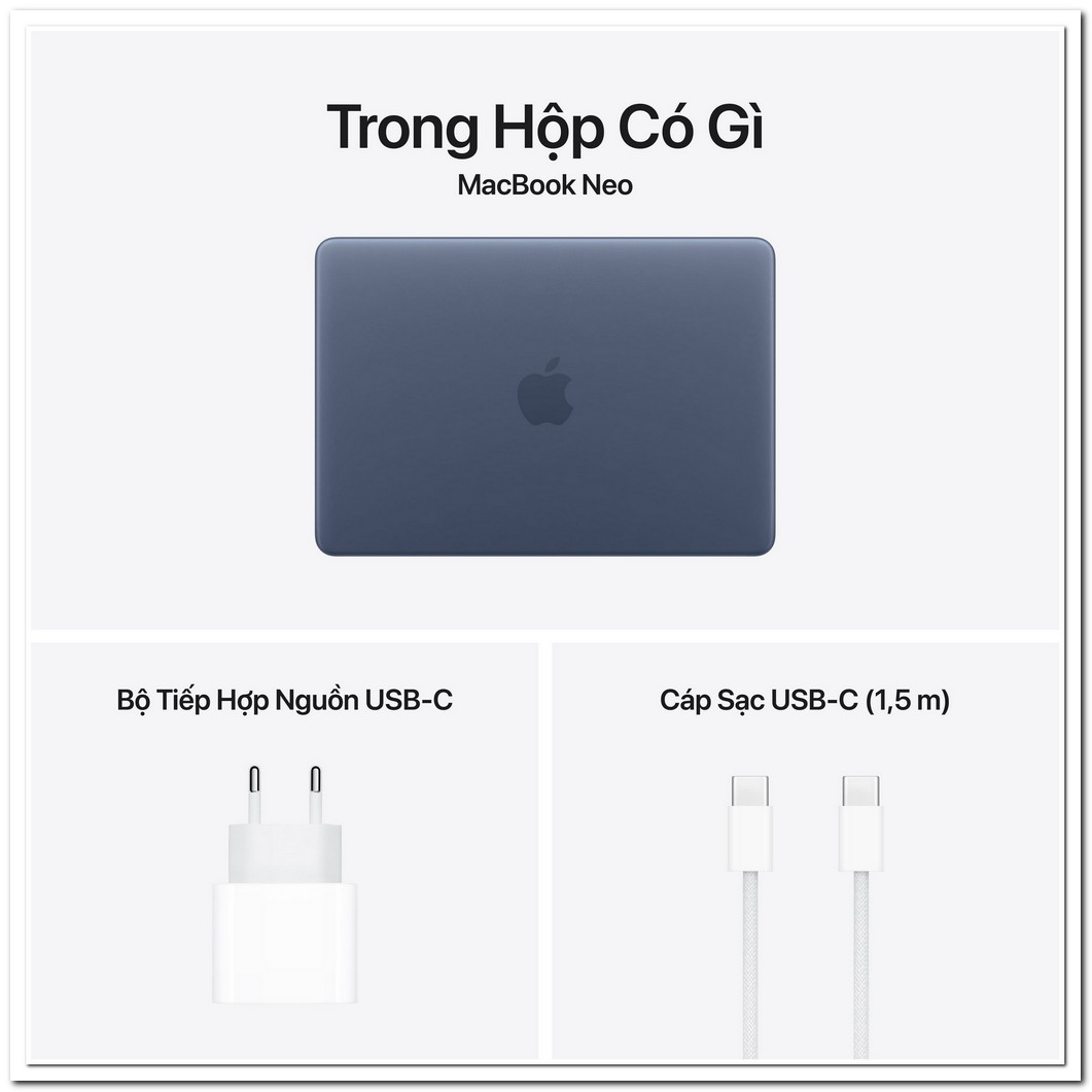 Laptop Apple MacBook Air 13 inch A3403 (Apple A18 Pro 6-Core CPU, 5-Core GPU, 8GB RAM, 512GB SSD, XANH ĐEN (INDIGO), MHFJ4SA/A)