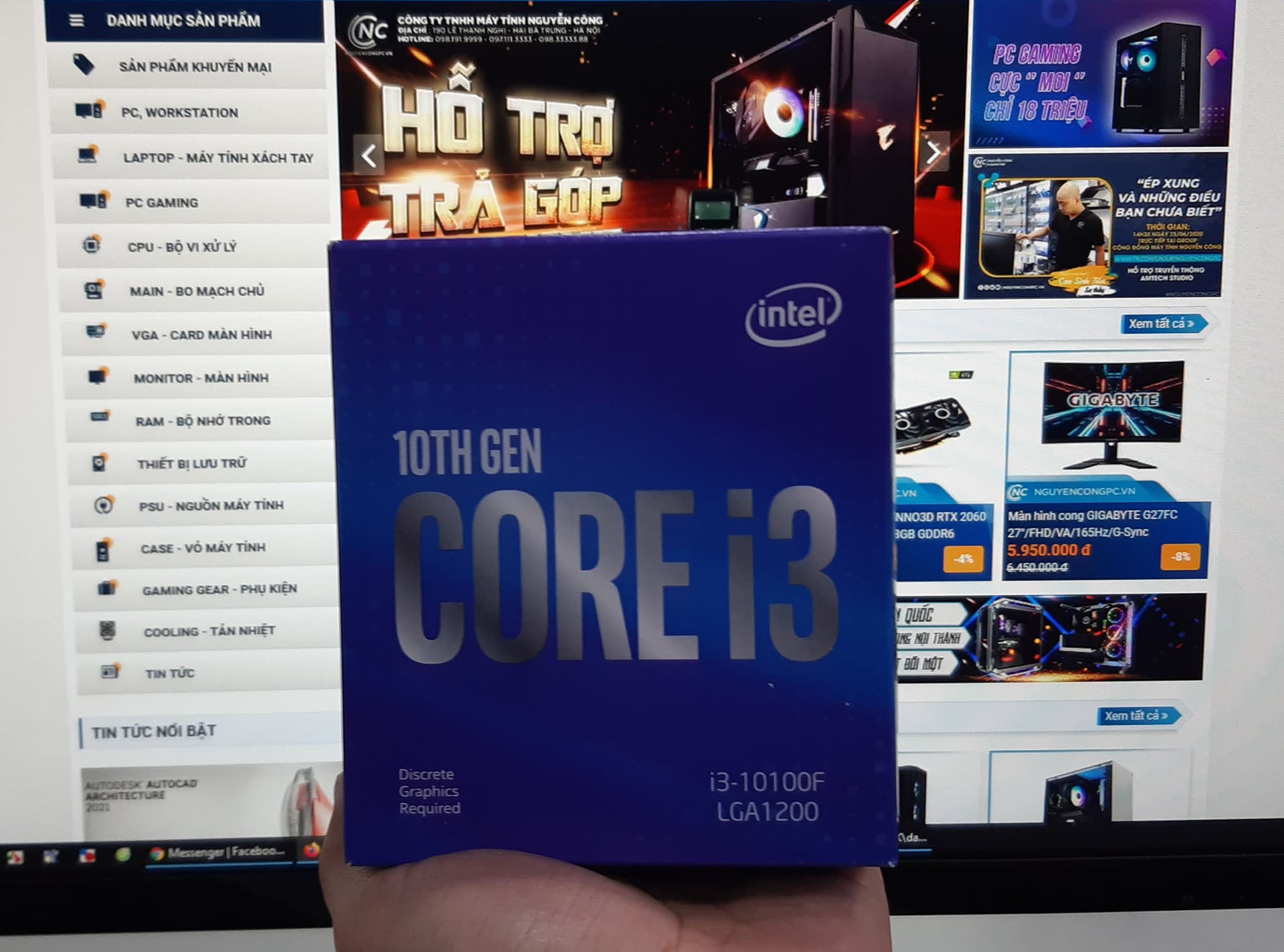 Bộ xử lý Intel Core i3-10100F bộ nhớ đệm 6M, lên đến 4,30 GHz