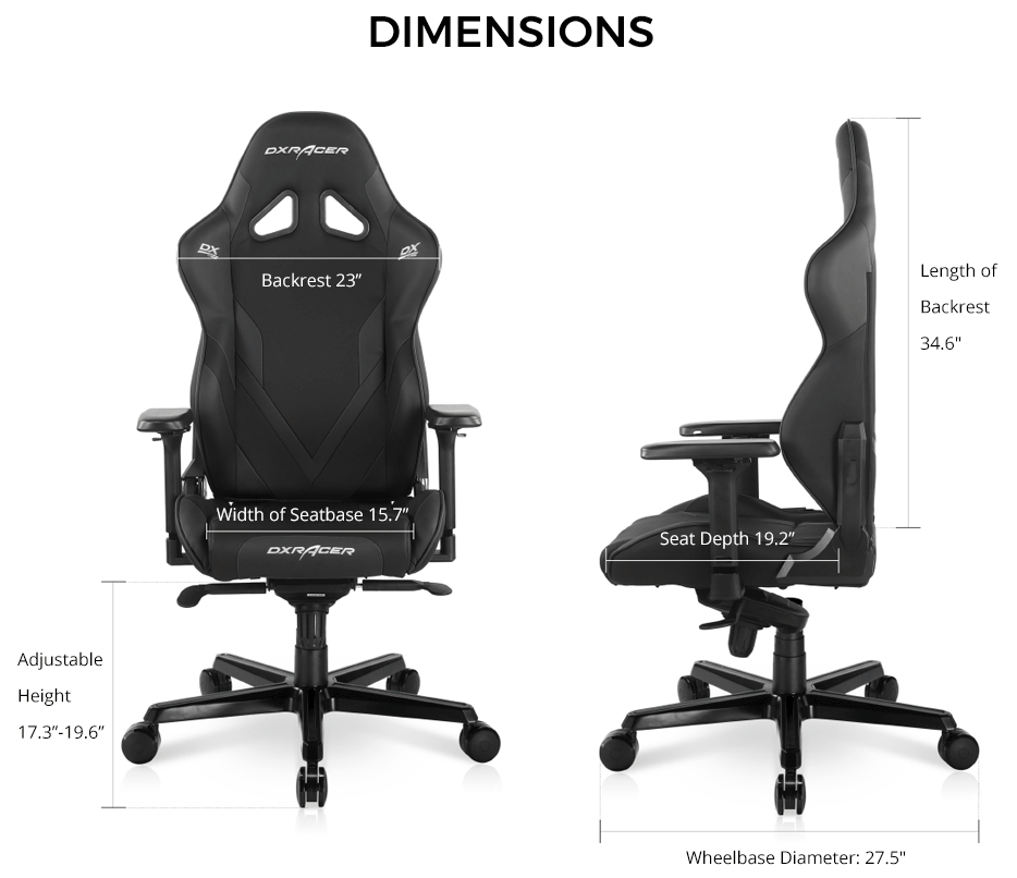 Kích thước ghế DXRacer G Series D8200 Black