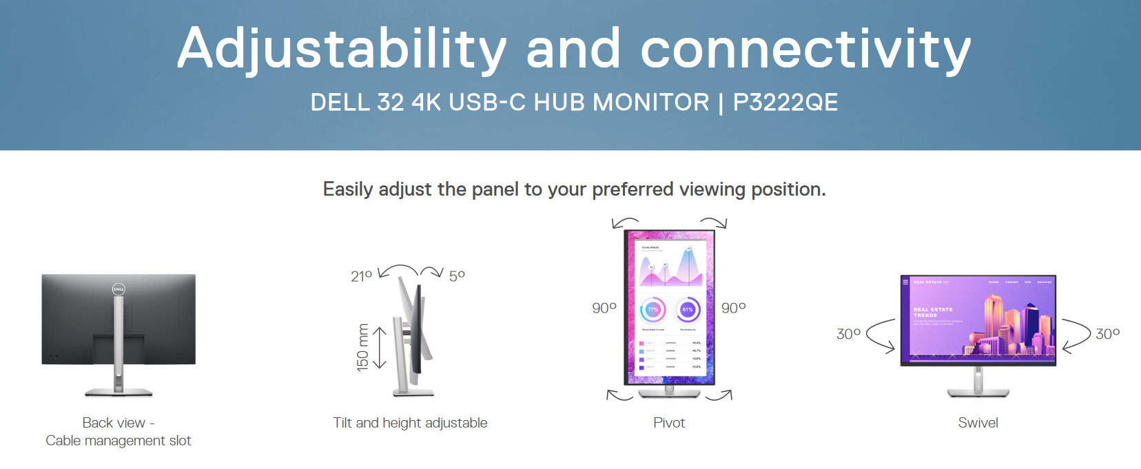 Màn hình Dell P3222QE 31.5 inch 4K IPS USB Type C