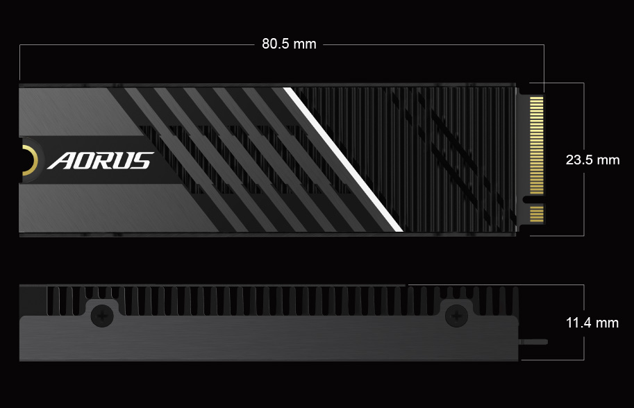 AORUS Gen4 7000s SSD Dimension