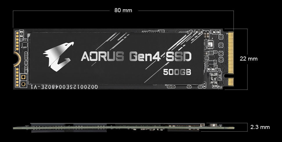 GIGABYTE AORUS Gen4 SSD Dimension