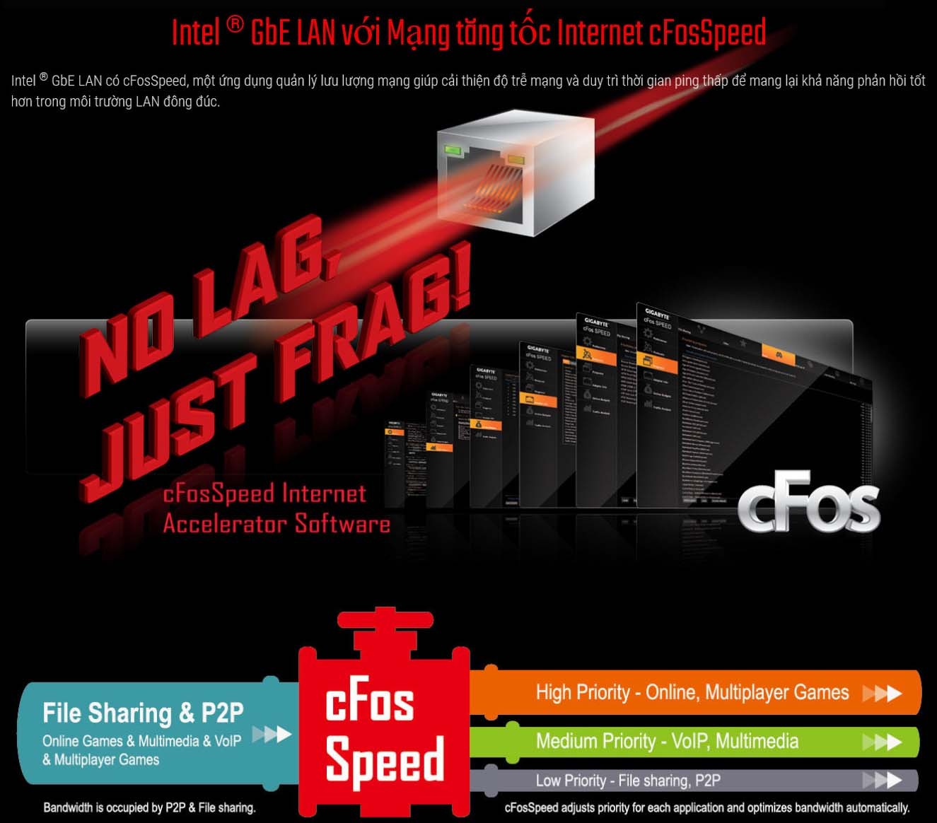 Intel® GbE LAN với Mạng tăng tốc Internet cFosSpeed