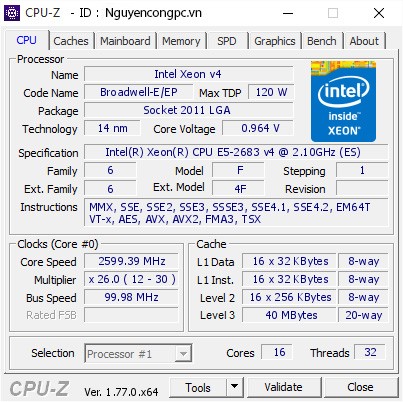 Chip intel Xeon E5-2683 v4