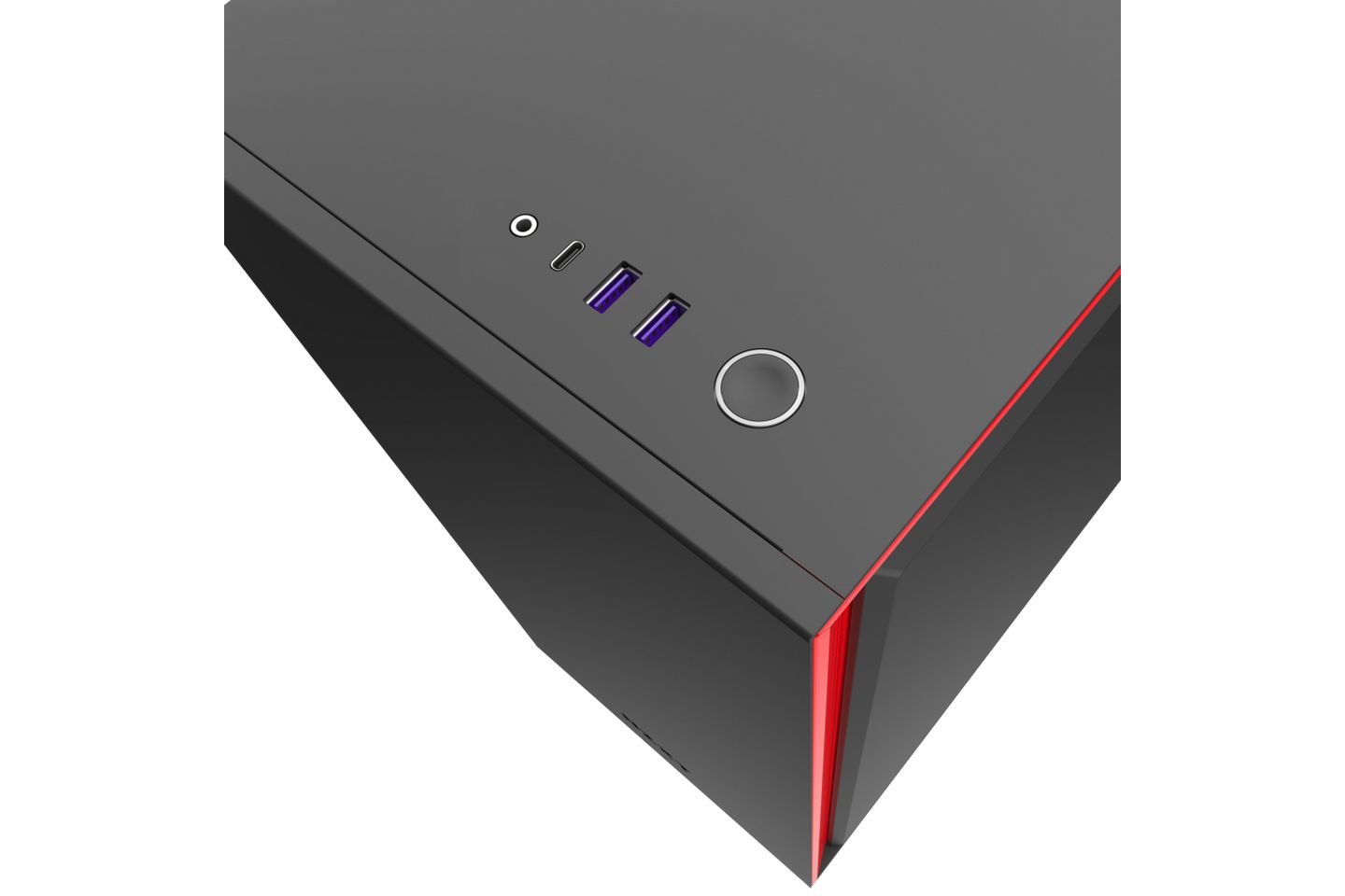 NZXT H710 Matte Black/Red USB-C Mặt trước