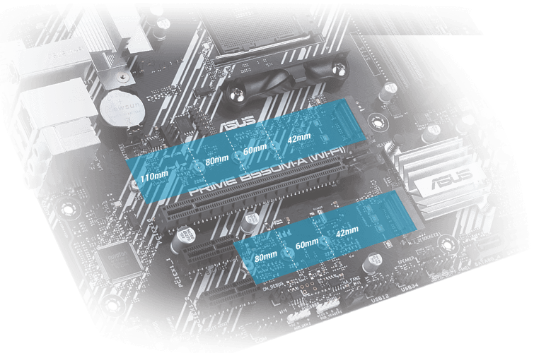 ASUS PRIME B550M-A WI-FI có Khe cắm M.2 PCIe 4.0
