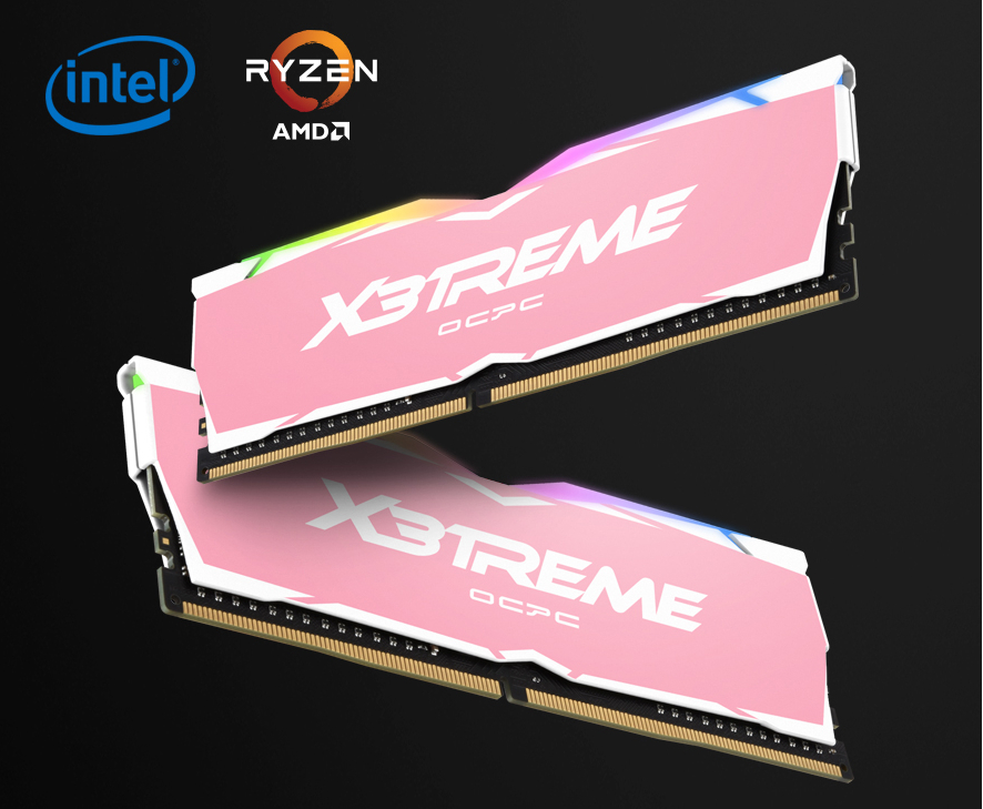 RAM OCPC X3TREME RGB AURA 16GB (2x8GB) Bus 3200 C16 DDR4 Pink