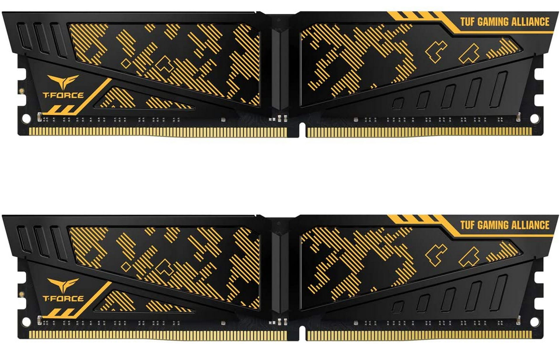 Khu vực tản nhiệt của RAM TEAMGROUP T-Force Vulcan TUF Gaming Alliance Yellow 32GB