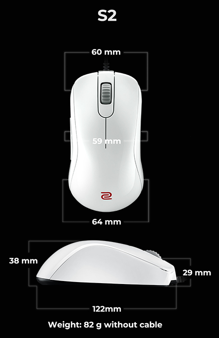 Kích thước Zowie S2 White