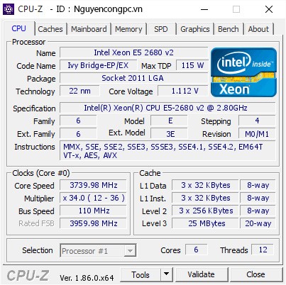 CPU Intel Xeon E5-2680 v2