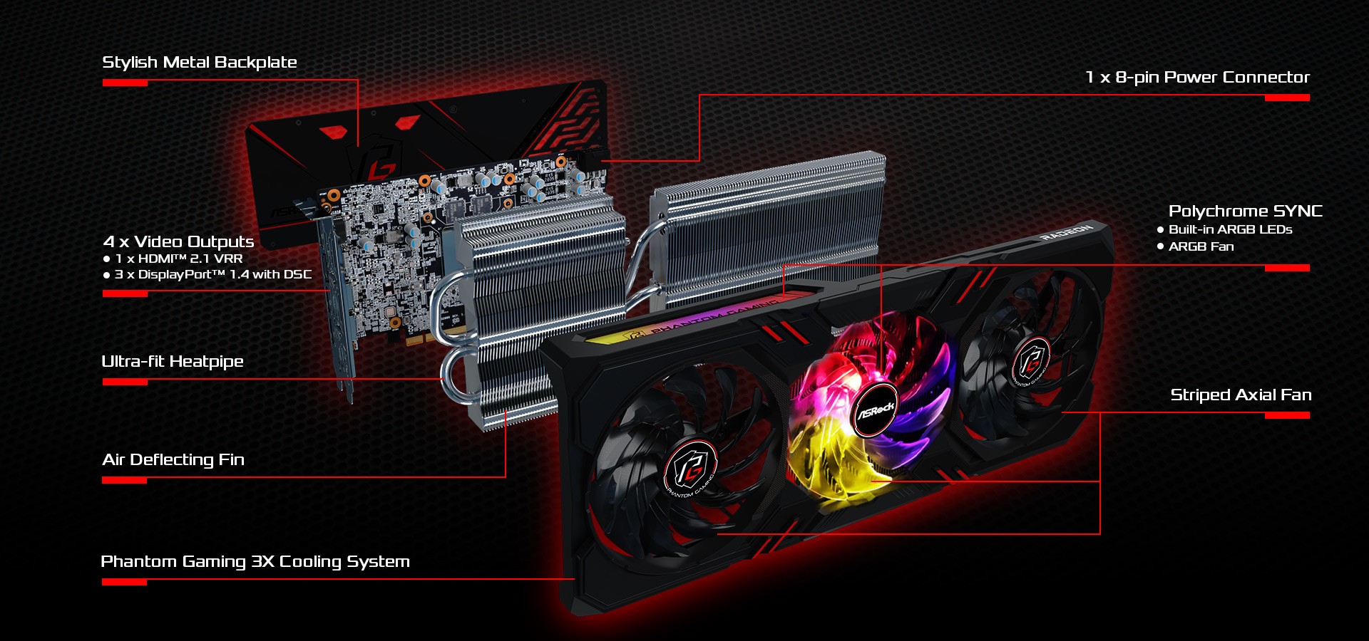 Card đồ họa AsRock AMD Radeon RX 6600 XT Phantom Gaming D 8GB OC
